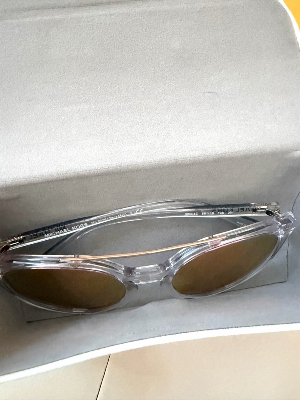 Michael Kors Clear Frame Sunglasses with Pink Mirrored Lenses - Picture 9 of 11